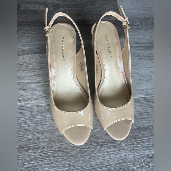 Bandolino Nude Tan Melt Pump Heels Slingback Peeptoe Size 9 Medium Width - Picture 3 of 9